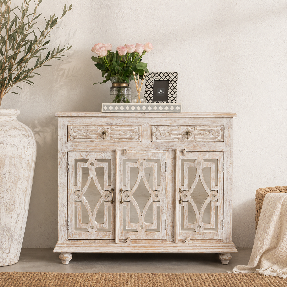 Jade Carved Wooden Chest