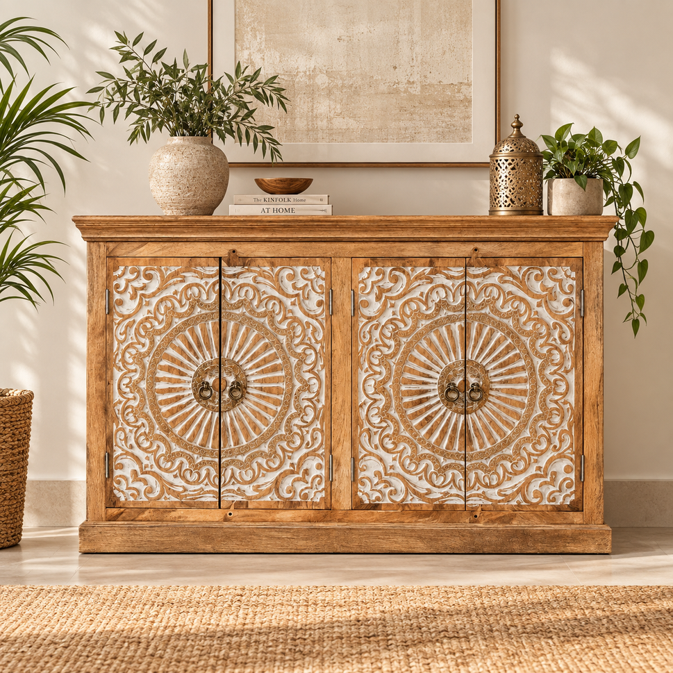 River Hand Carved Sideboard
