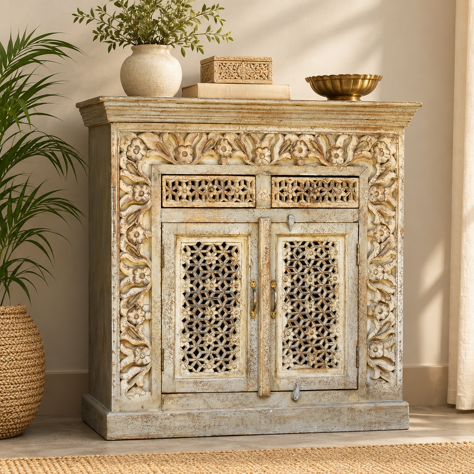 Dorries Carved Wooden Cabinet