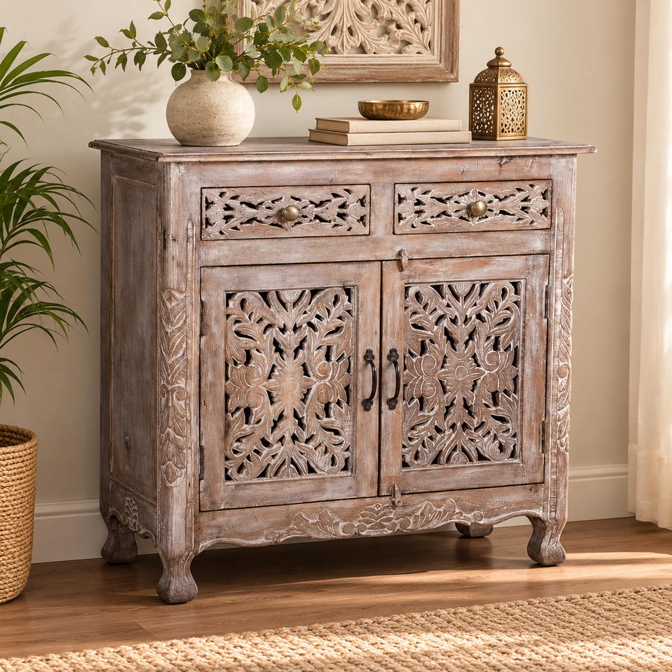 Ryker Carved Wooden Chest