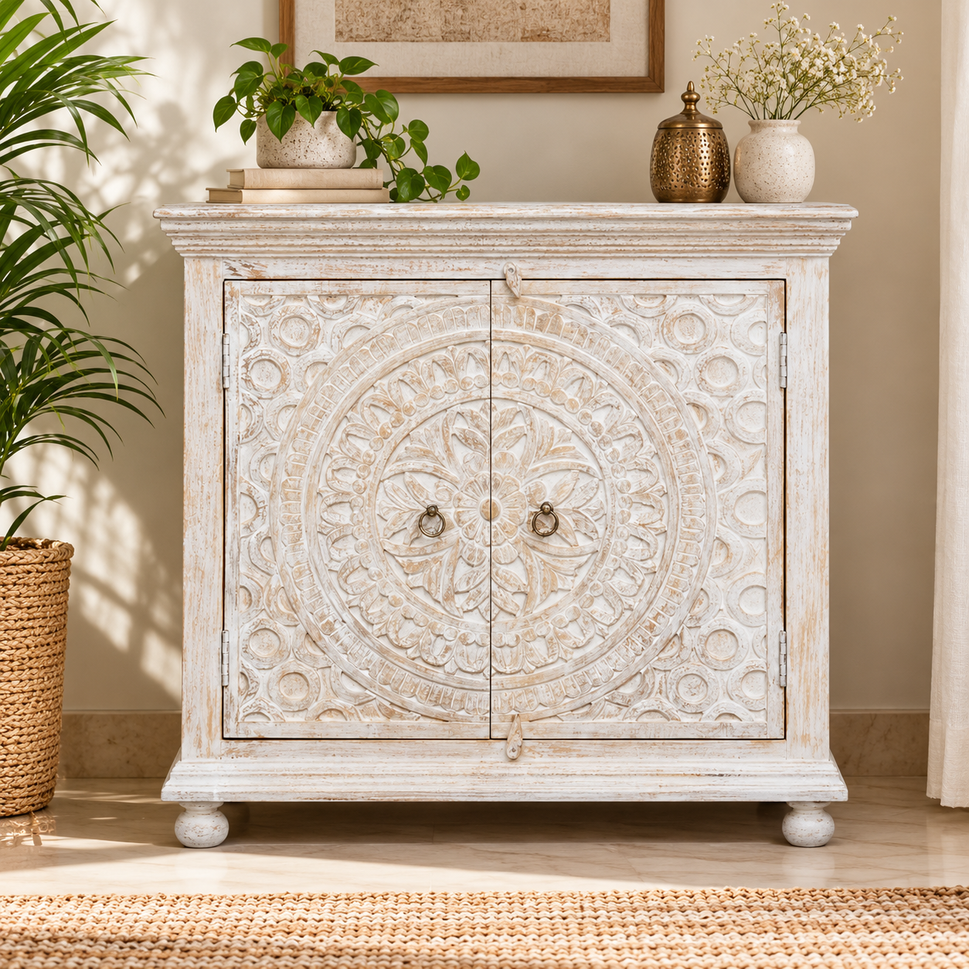 Innu Carved Wooden Cabinet