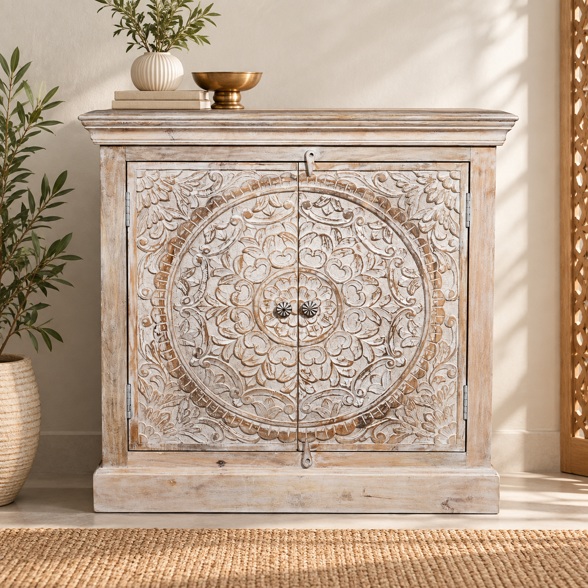 Rowan Wooden Carved Chest
