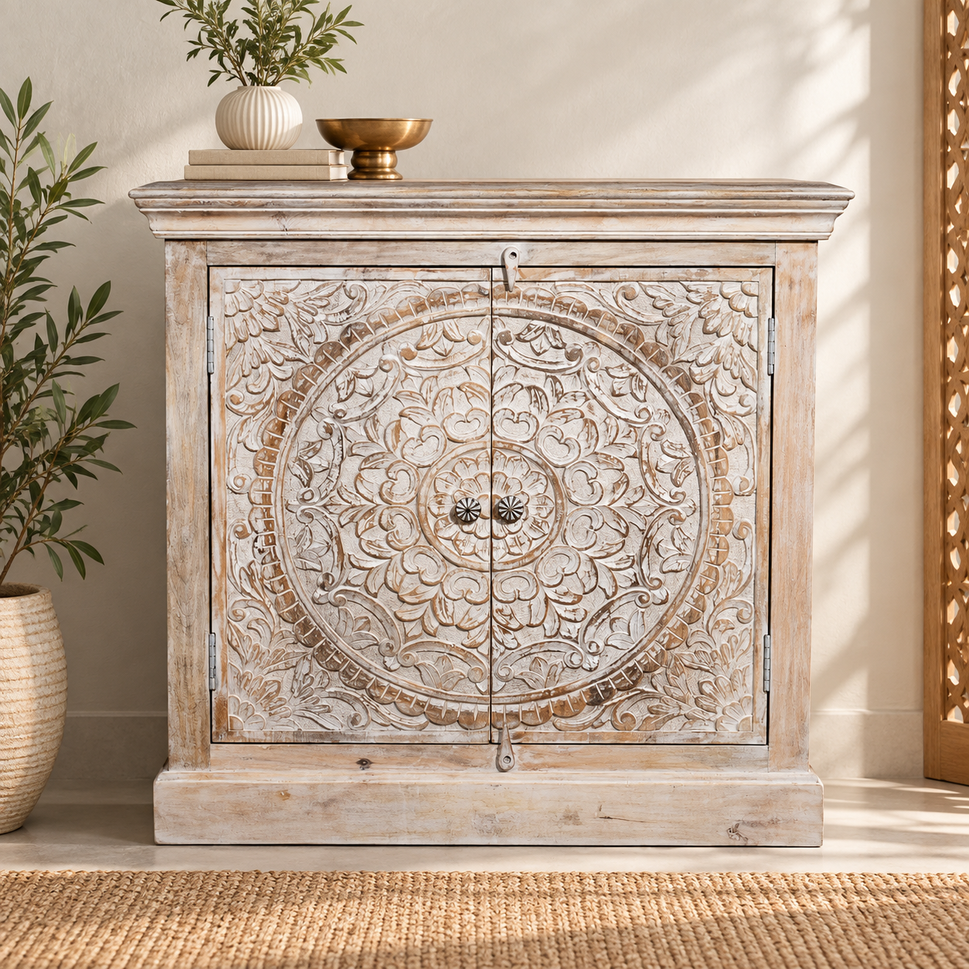 Rowan Wooden Carved Chest