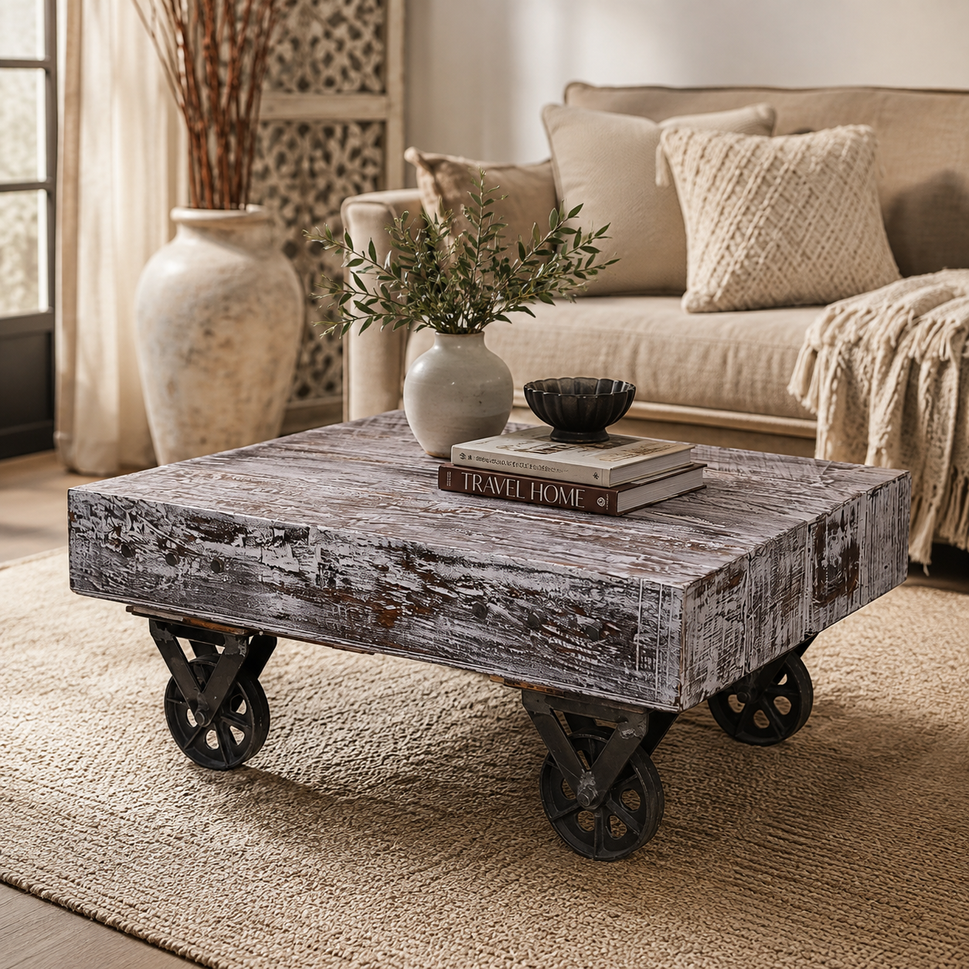 Hansel Wooden Carved Coffee Table