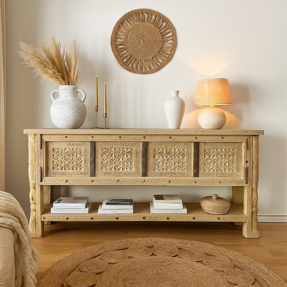 Rehman Hand Carved Wooden Console Table