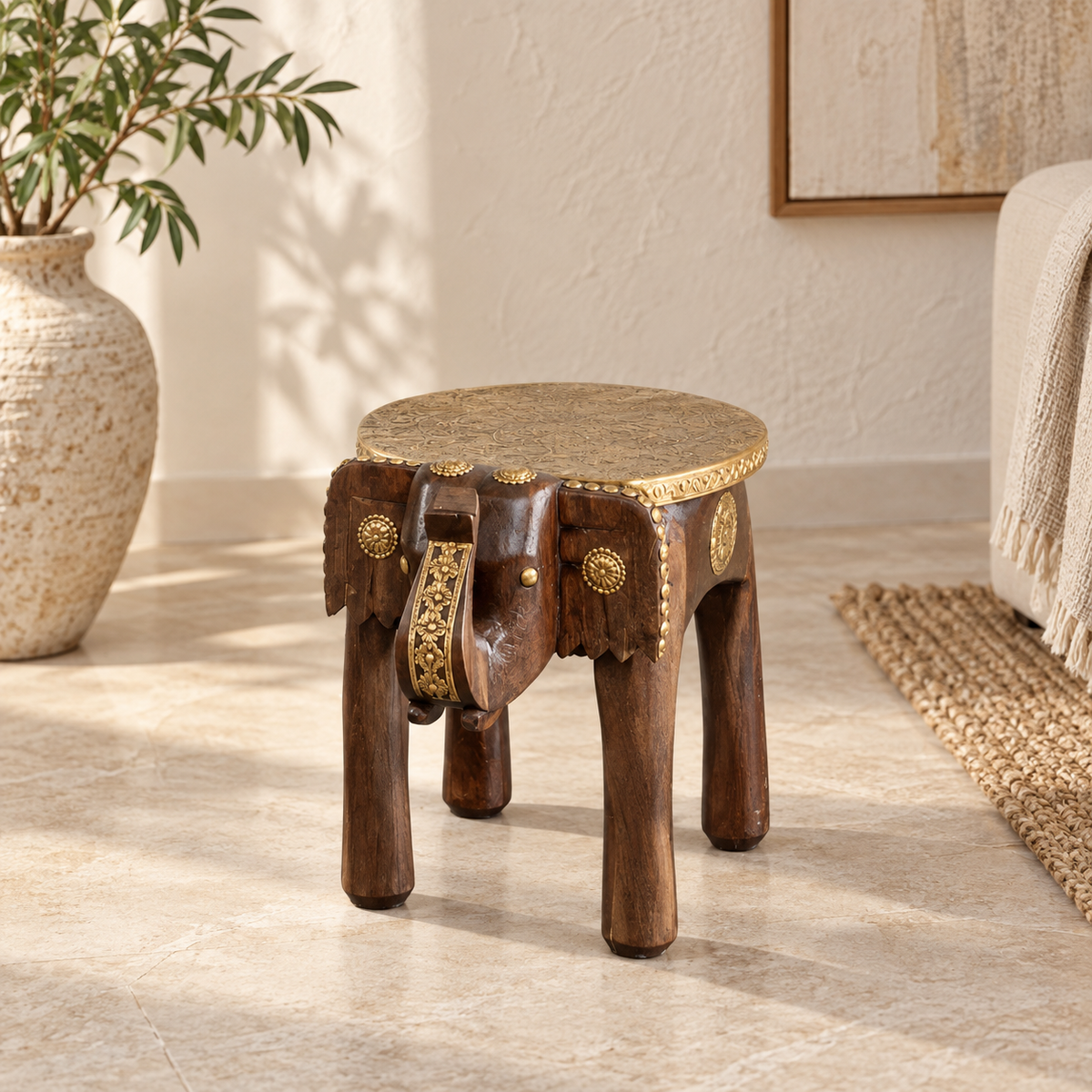 Jill Wooden Elephant Side Table