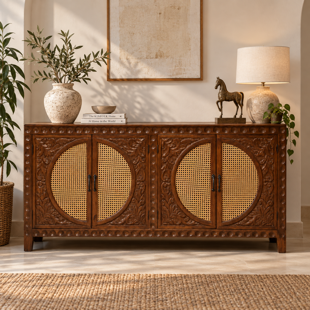 Roy Hand Carved Wooden Sideboard