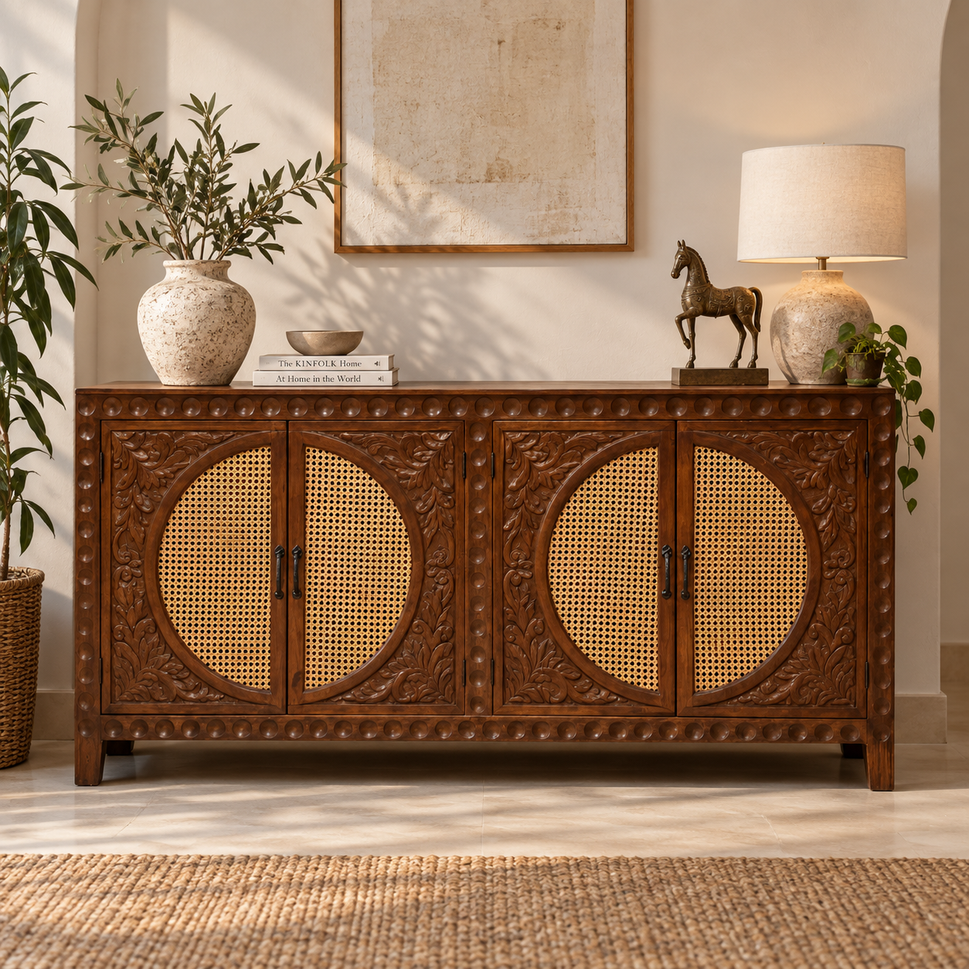 Roy Hand Carved Wooden Sideboard