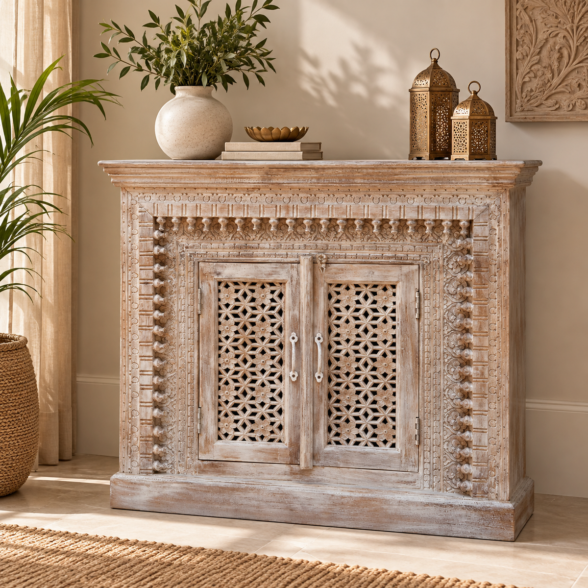 Marlon Carved Wooden Chest