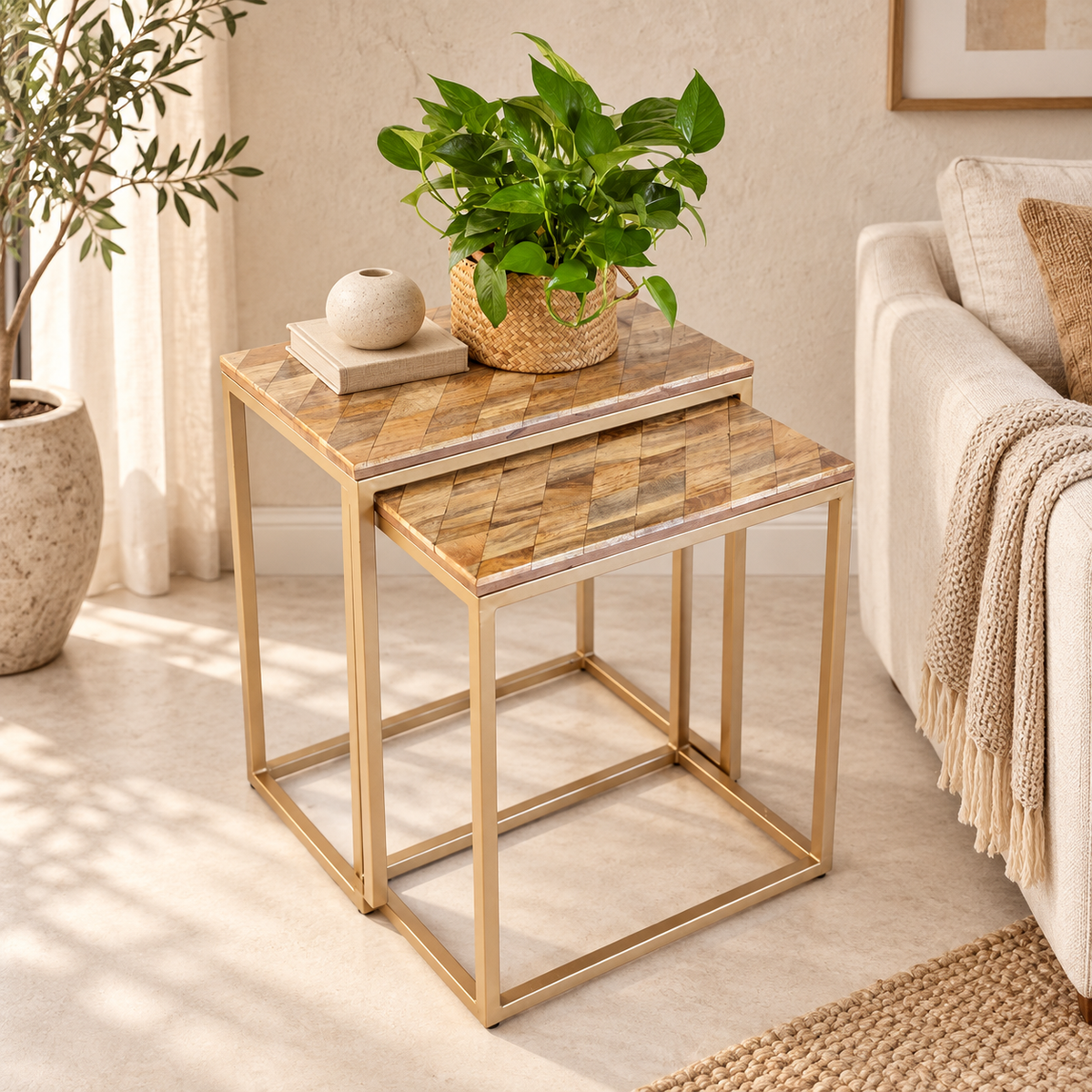 Torean Wooden Nesting Table Set