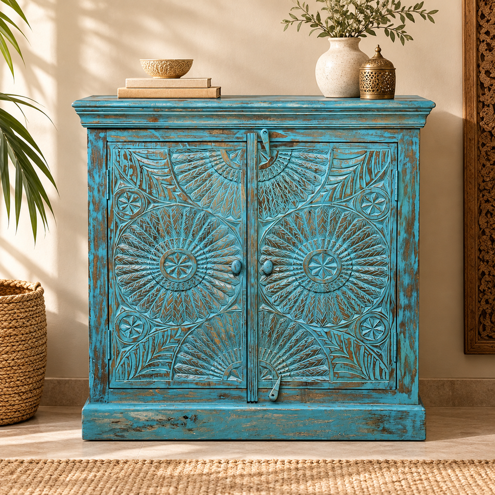 Therica Wooden Carved Chest
