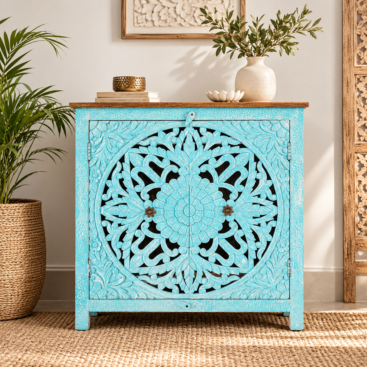 Boarg Carved Wooden Cabinet