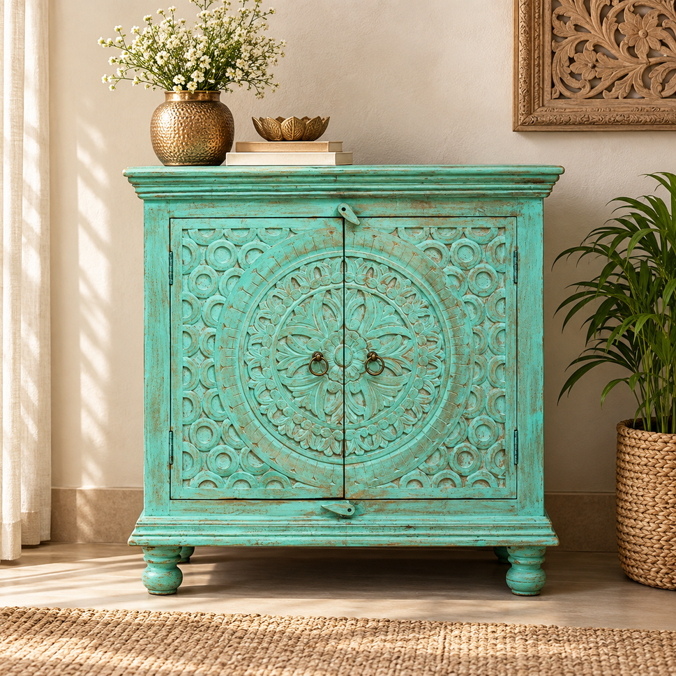 Jiya Carved Wooden Cabinet