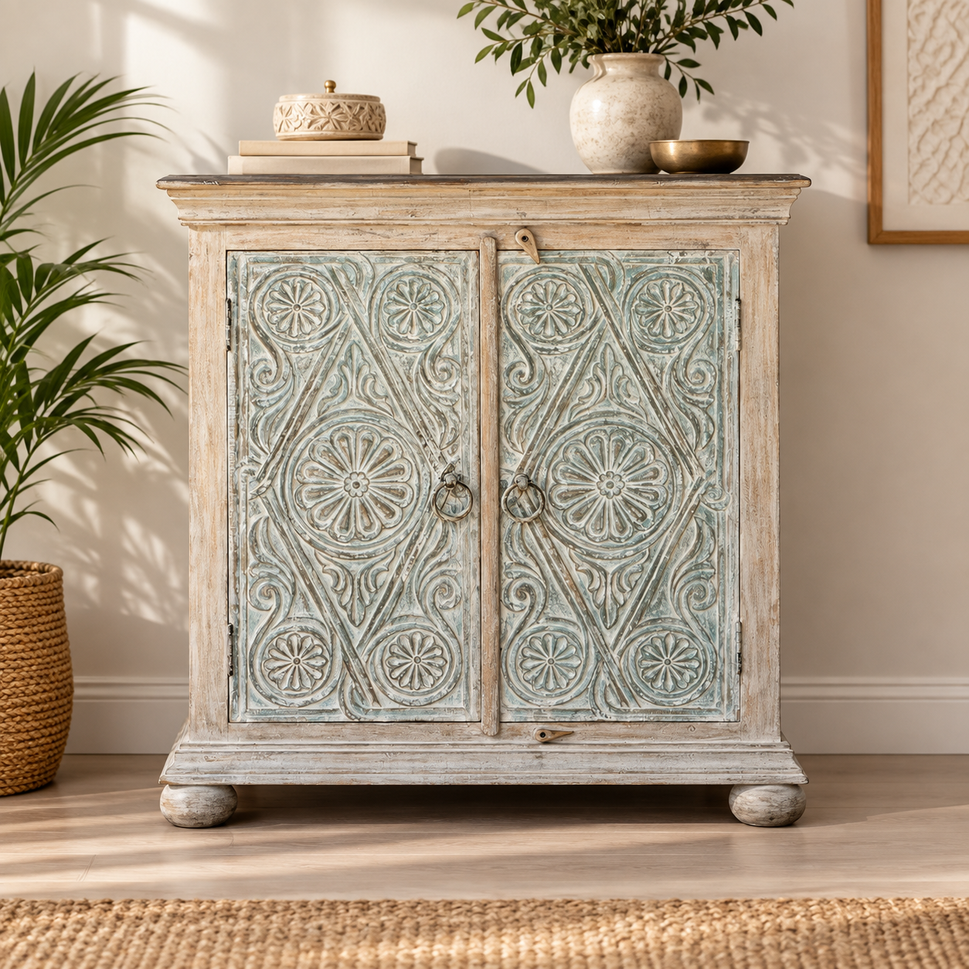Eamon Carved Wooden Chest