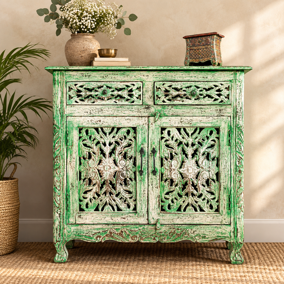 Ursula Carved Wooden Cabinet