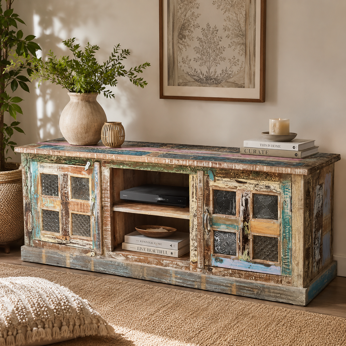 Amali Hand Carved Wooden TV Cabinet