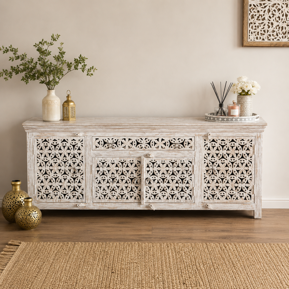 Robbie Carved Wooden TV Cabinet