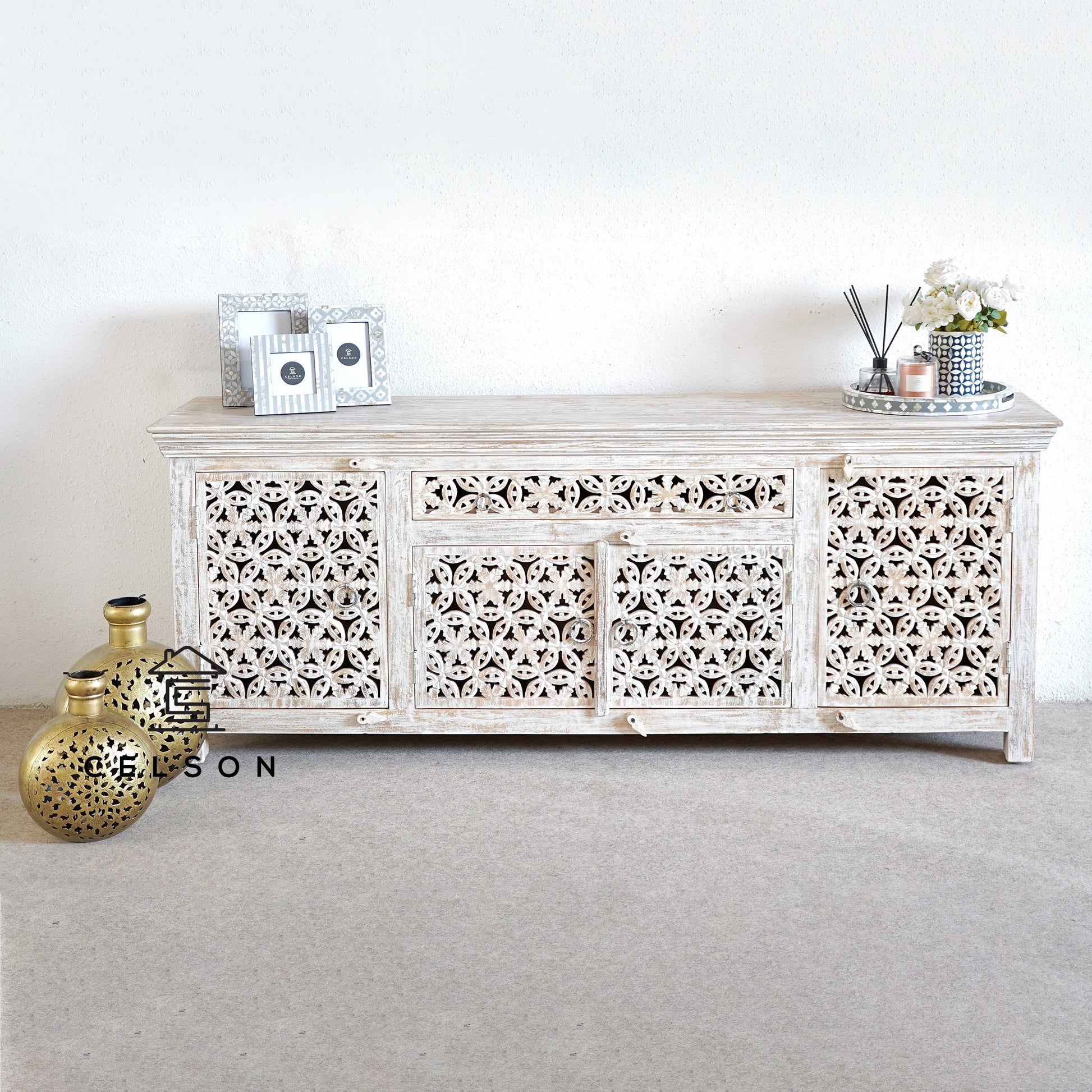 Robbie Carved Wooden TV Cabinet
