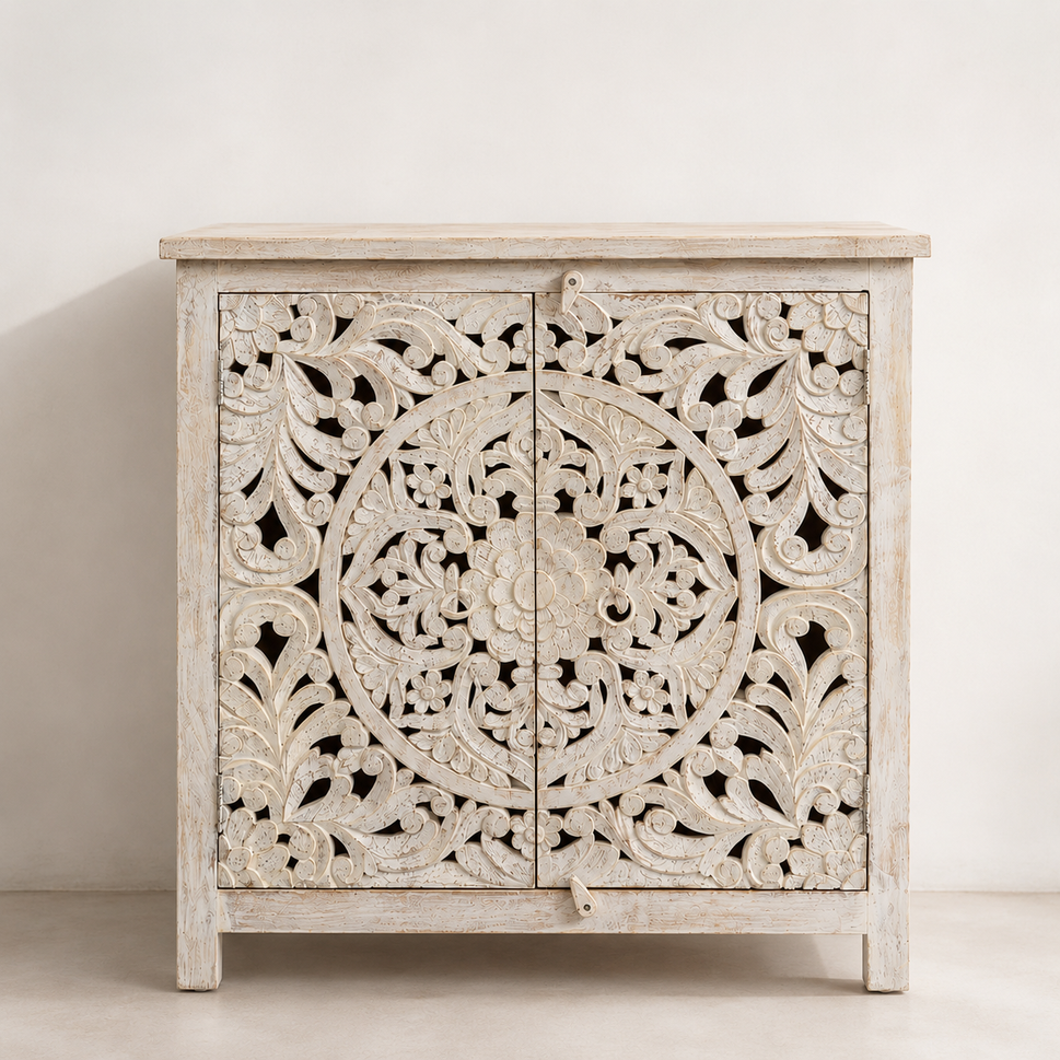 Mica Carved Wooden Chest