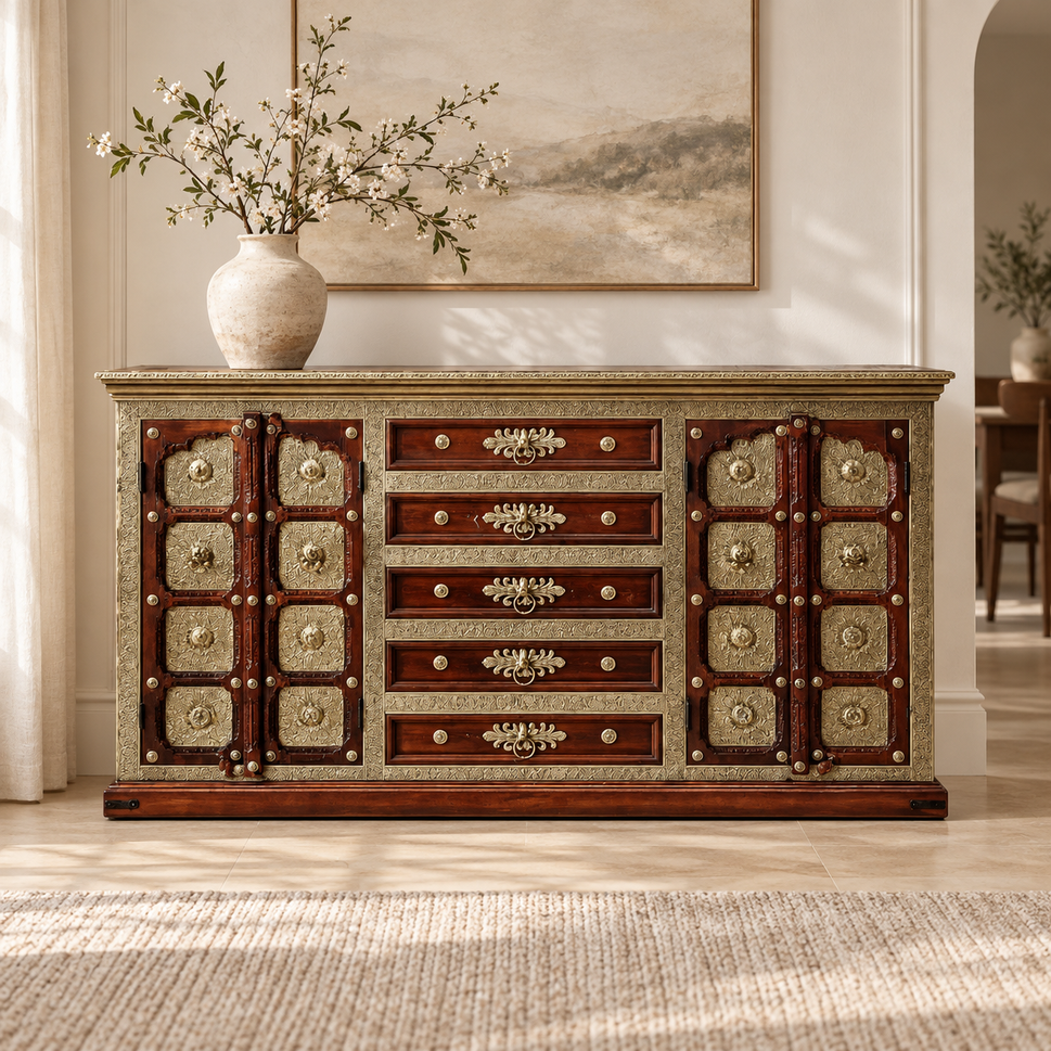 Harvey Wooden Sideboard with Brass