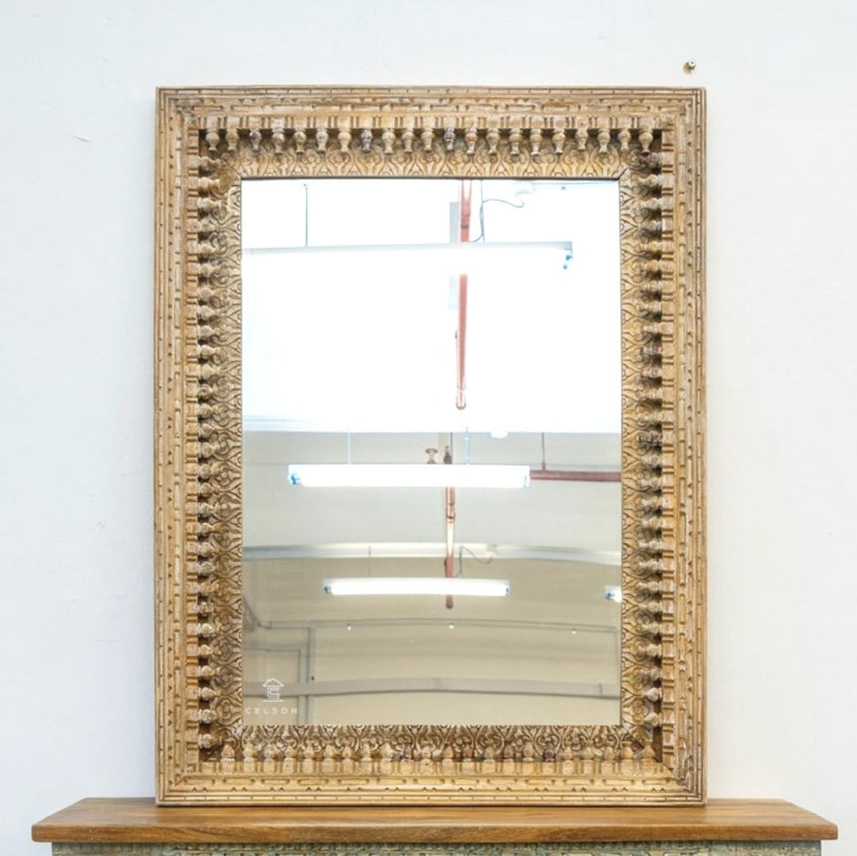 Luke Hand Carved Wooden Mirror