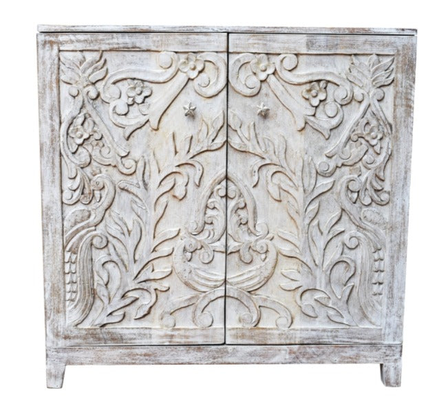 Kaye Hand  Carved Wooden Shoe Cabinet