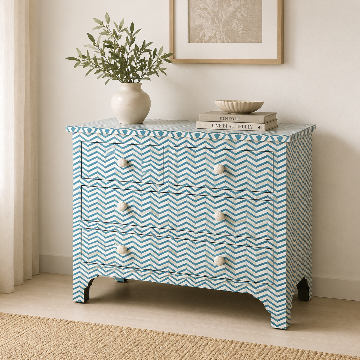 Elba Bone Inlay Chest of Drawer
