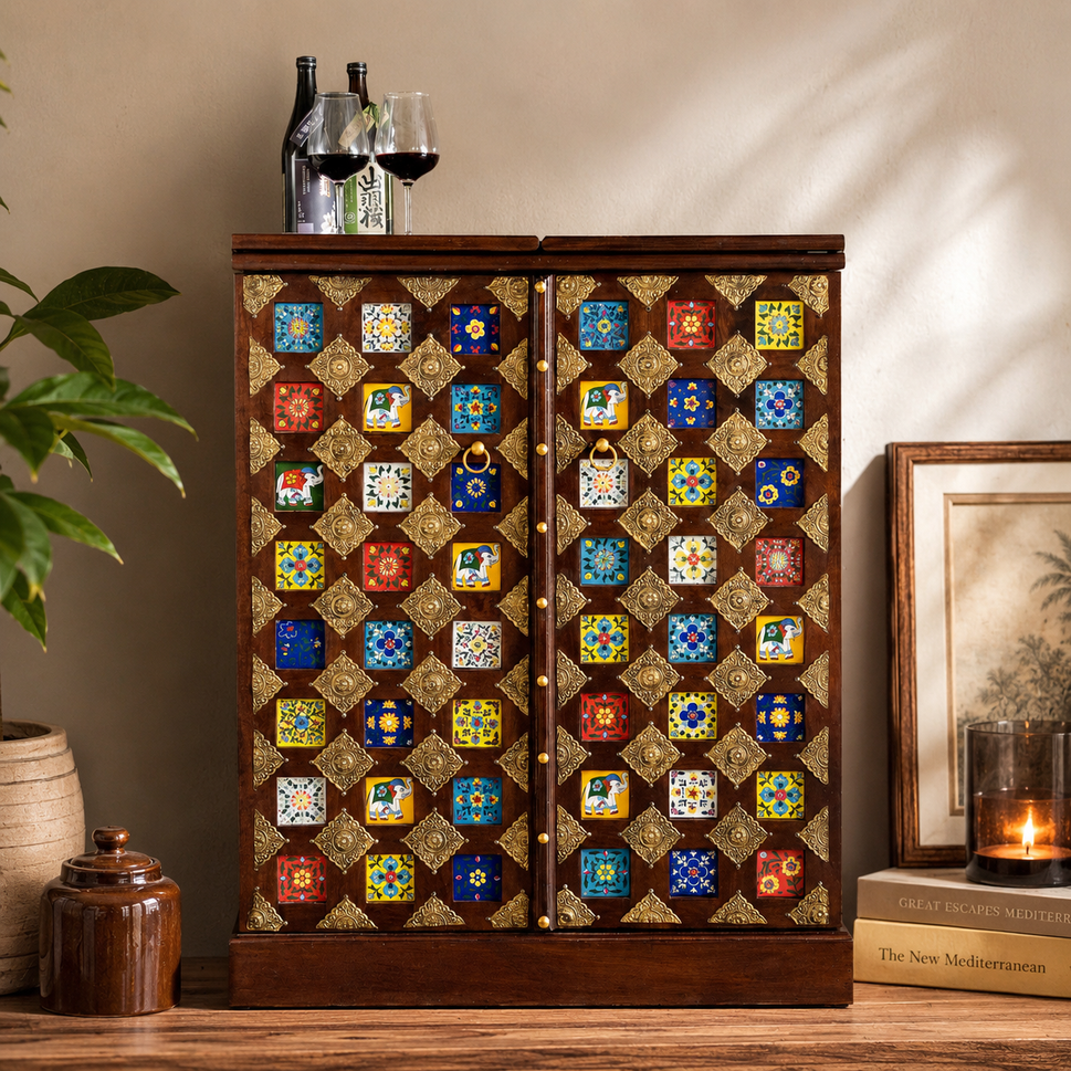 Vivian Tile Bar Cabinet