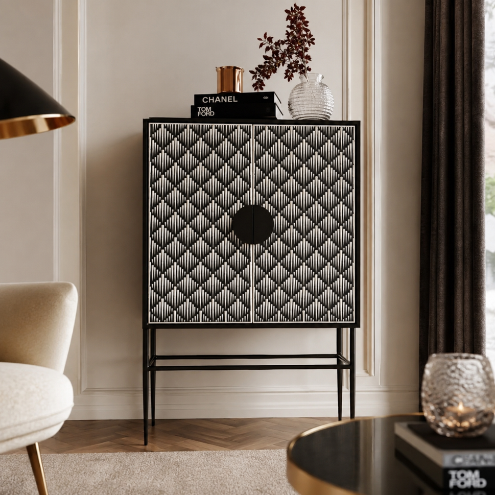 Elvis Bone Inlay Bar Cabinet