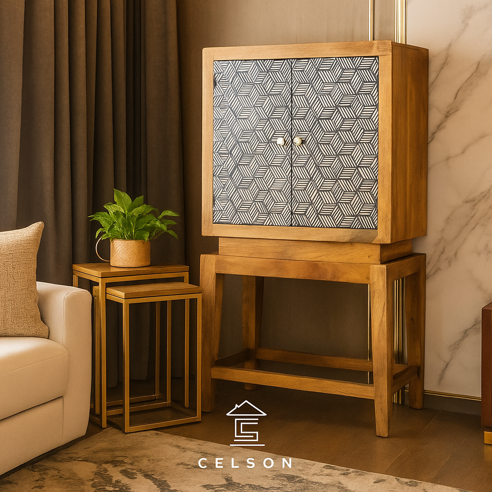 Toby Bone Inlay Bar Cabinet