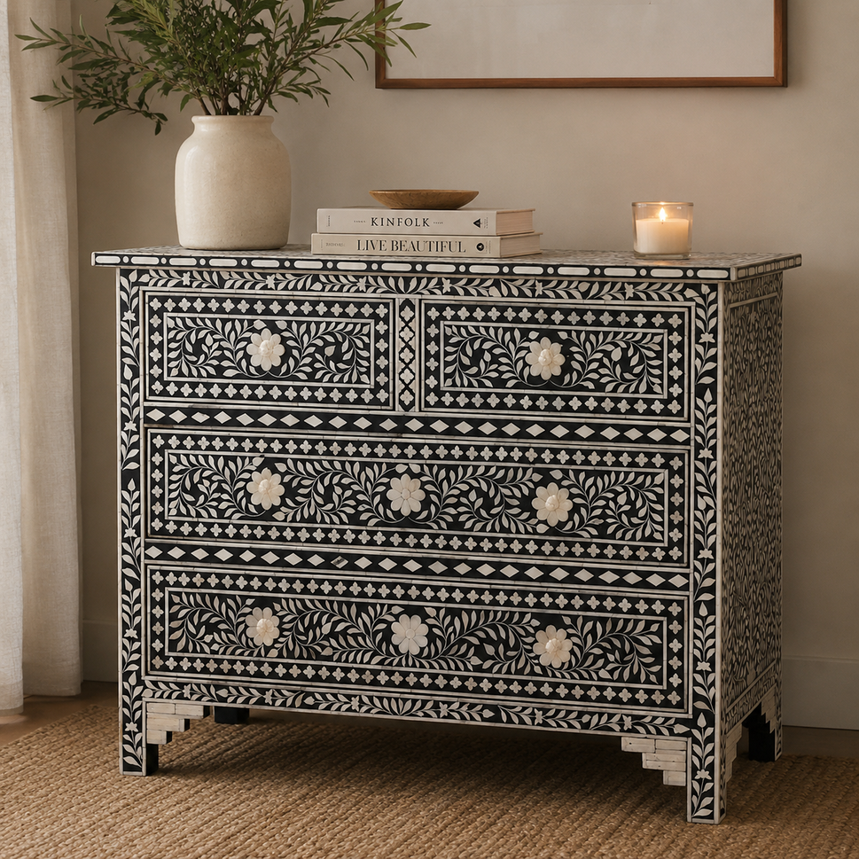 Magdalene Bone Inlay Chest of Drawer