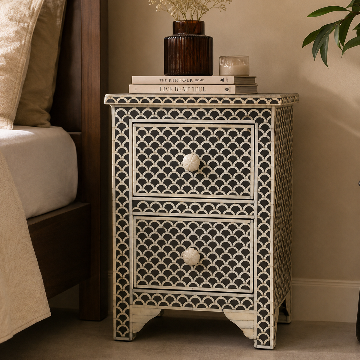 Nibha Bone Inlay Bedside