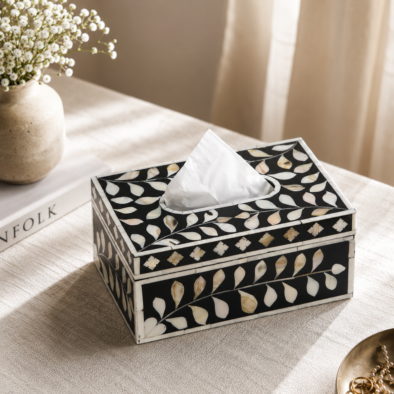 Melissa Mother of Pearl Inlay Tissue Box