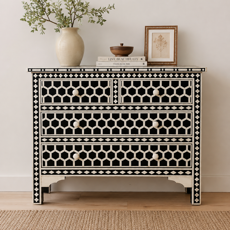 Kat Bone Inlay chest of Drawer