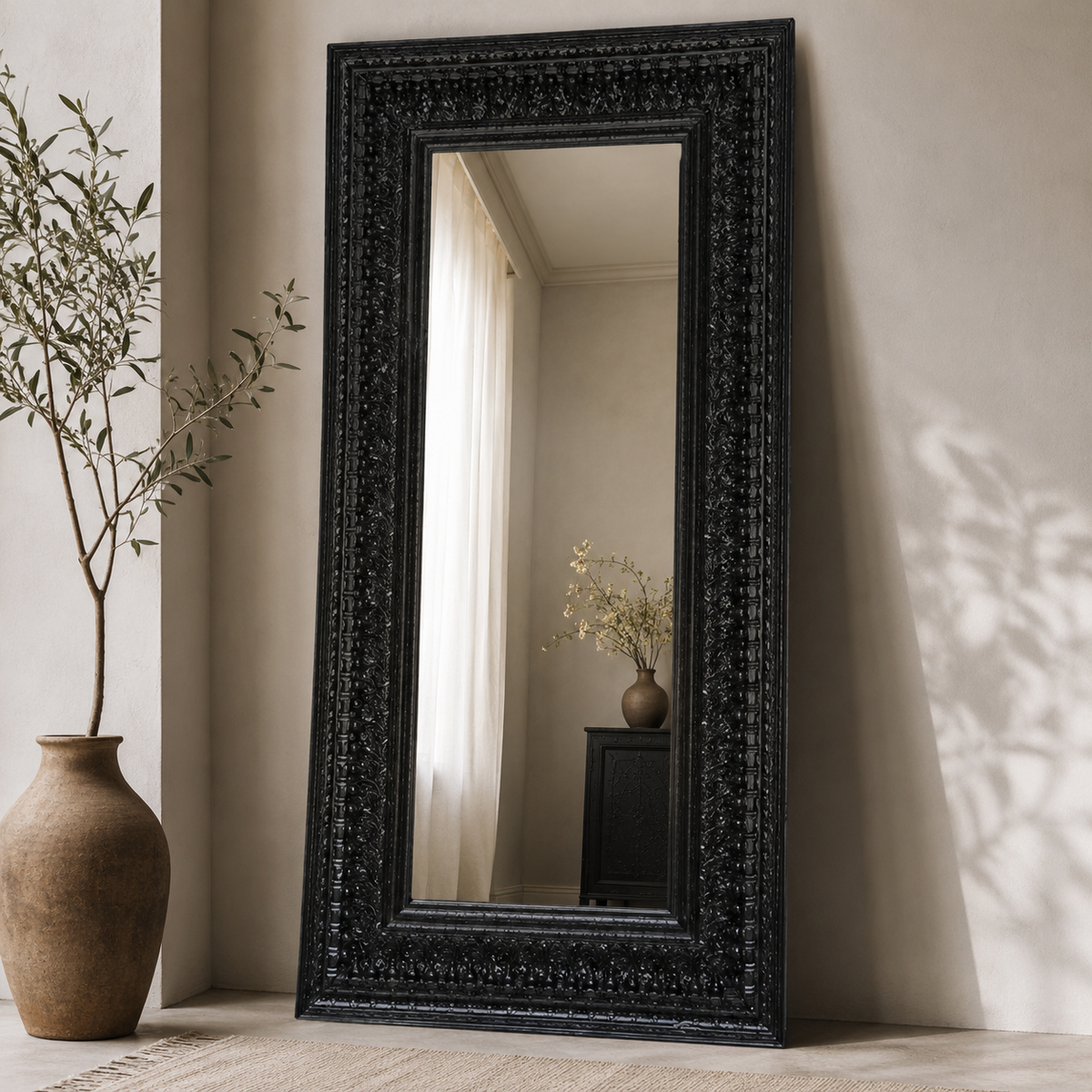 Viola Hand carved Wooden Mirror