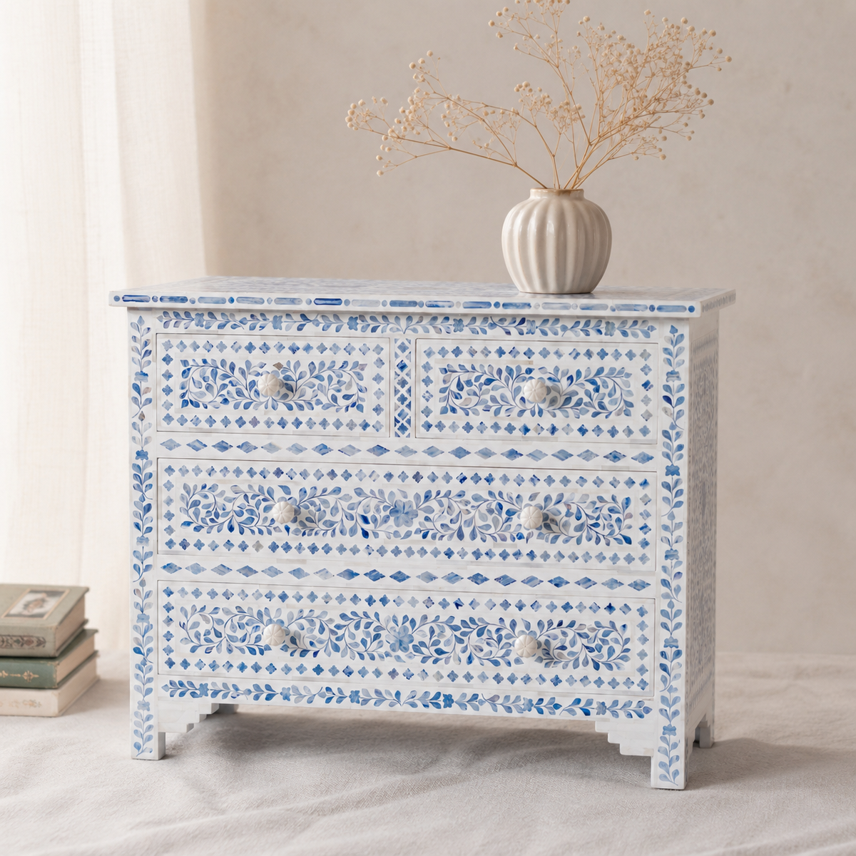 Janina Bone Inlay Chest of Drawer