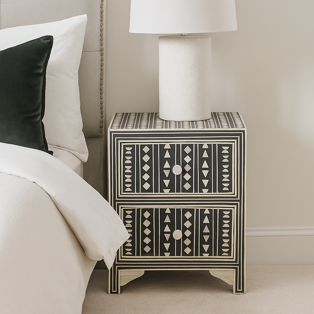 Jasper Bone Inlay Bedside