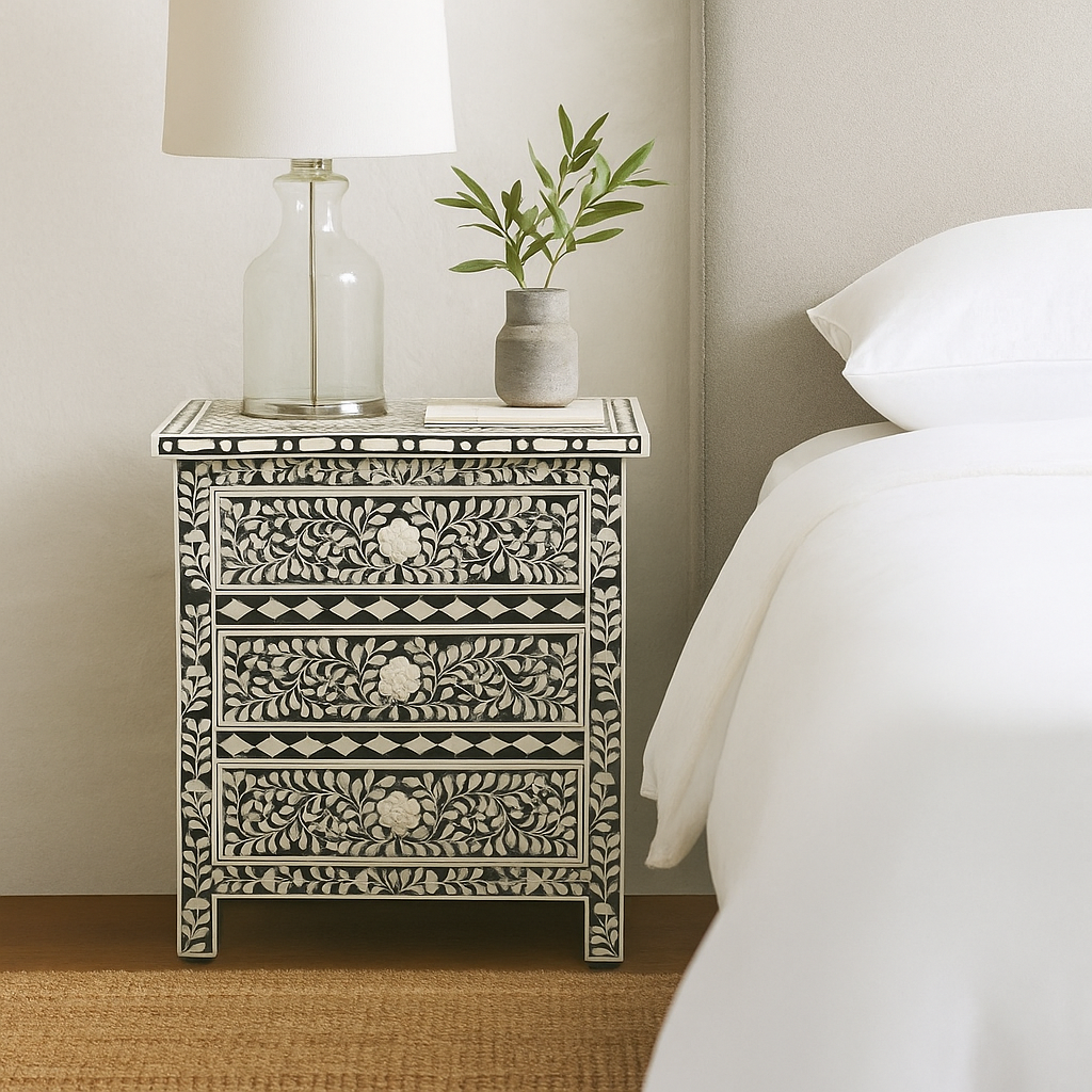 Pingle Bone Inlay Bedside