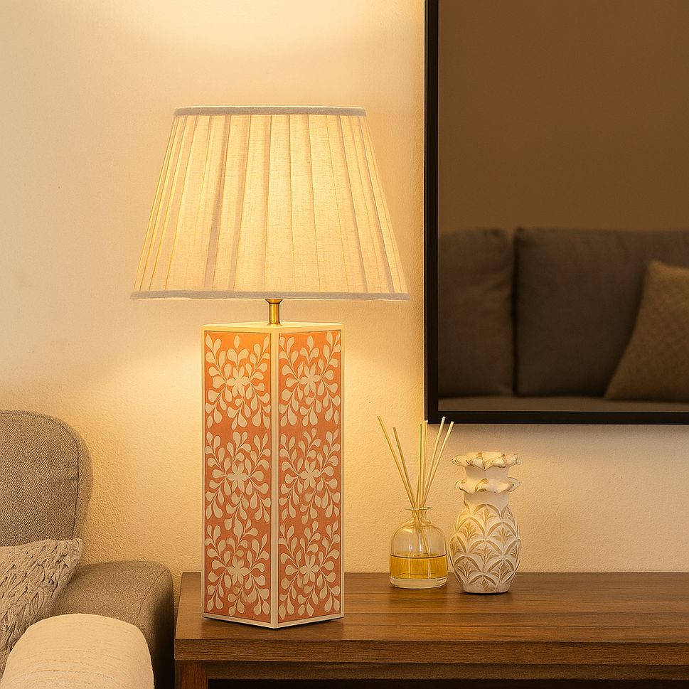 Jiva Bone Inlay lamp with Shade
