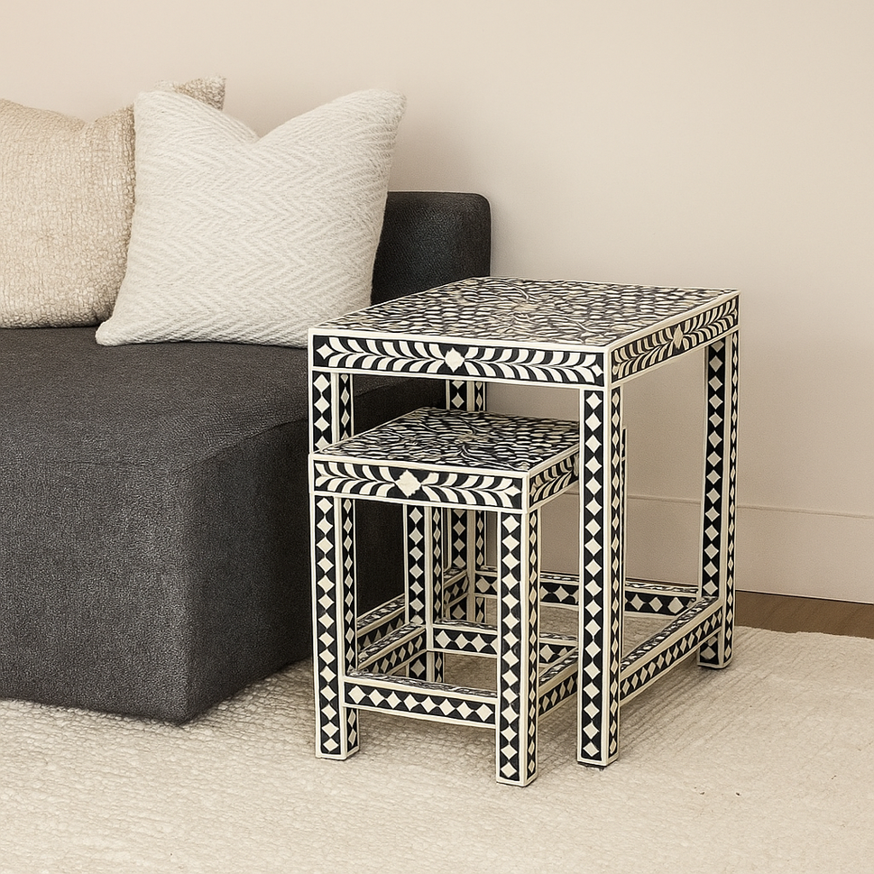 Margo Bone Inlay  Nesting Table