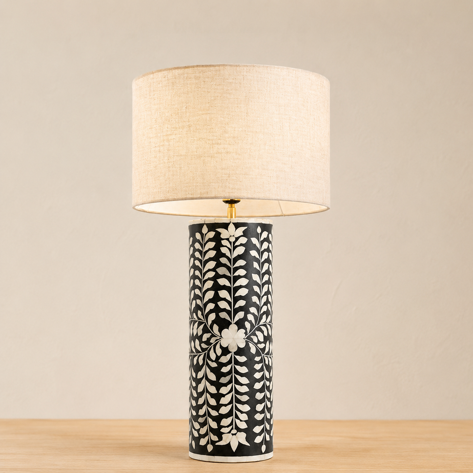 Miechell Bone Inlay Lamp with Shade