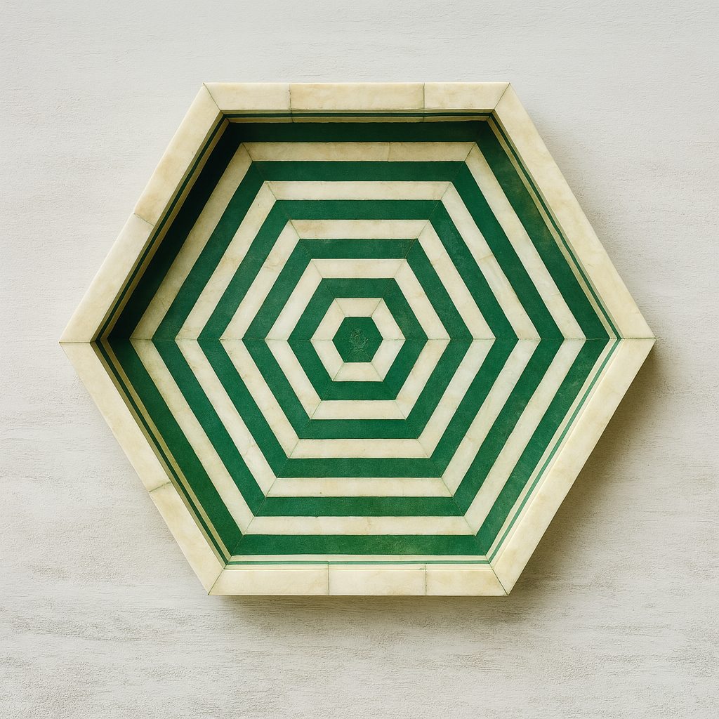 Tissaia Hexagonal Bone Inlay Tray