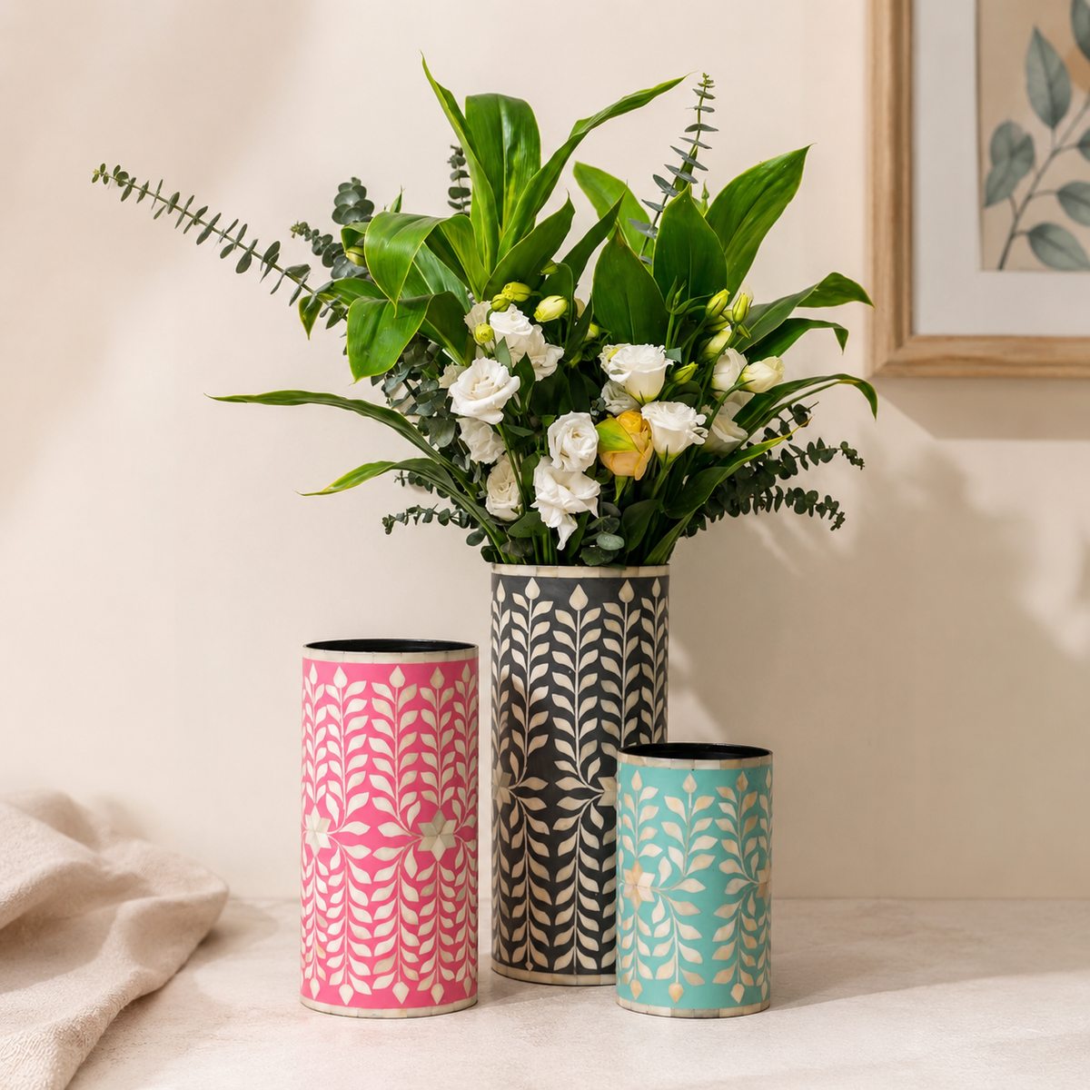 Olin Bone Inlay Flower Vase