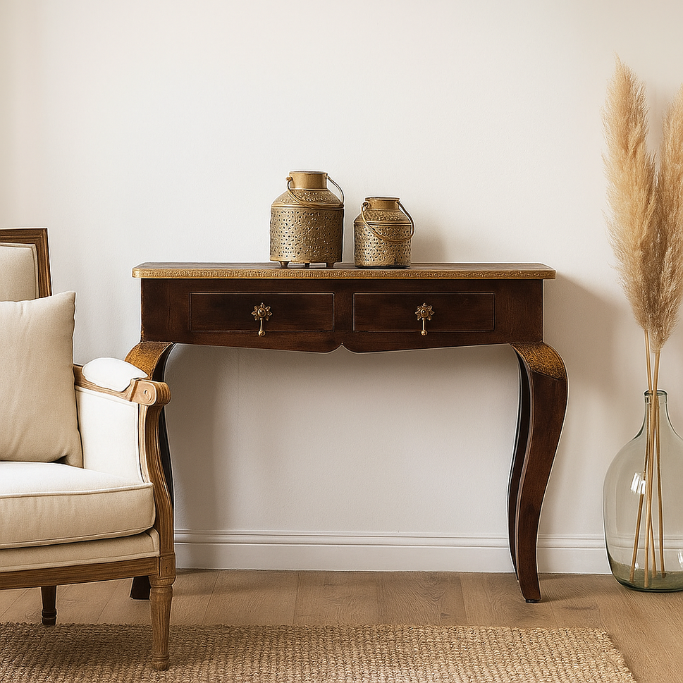 Cameron  Brass Inlaid  Console Table