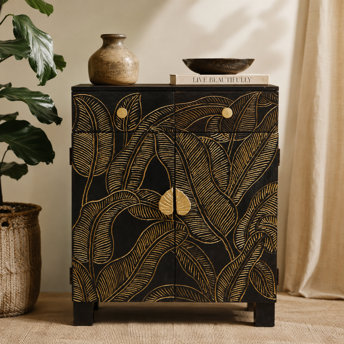 Ayla Carved Wooden Cabinet