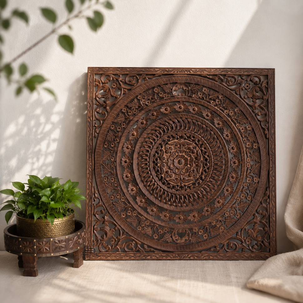 Liza Carved Wall Panel Brown 120cm