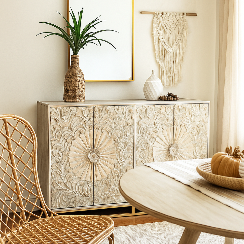 Jade Carved Side Board