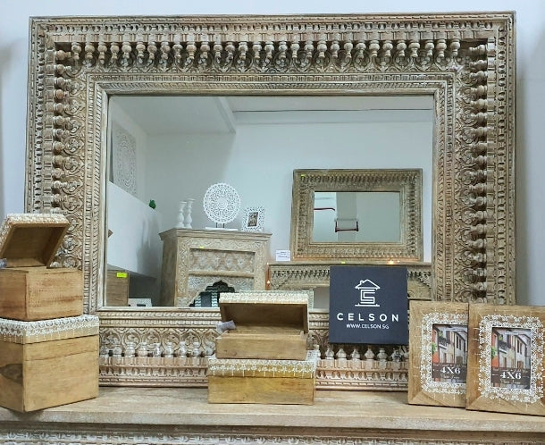 Lars Hand Carved Wooden Mirror