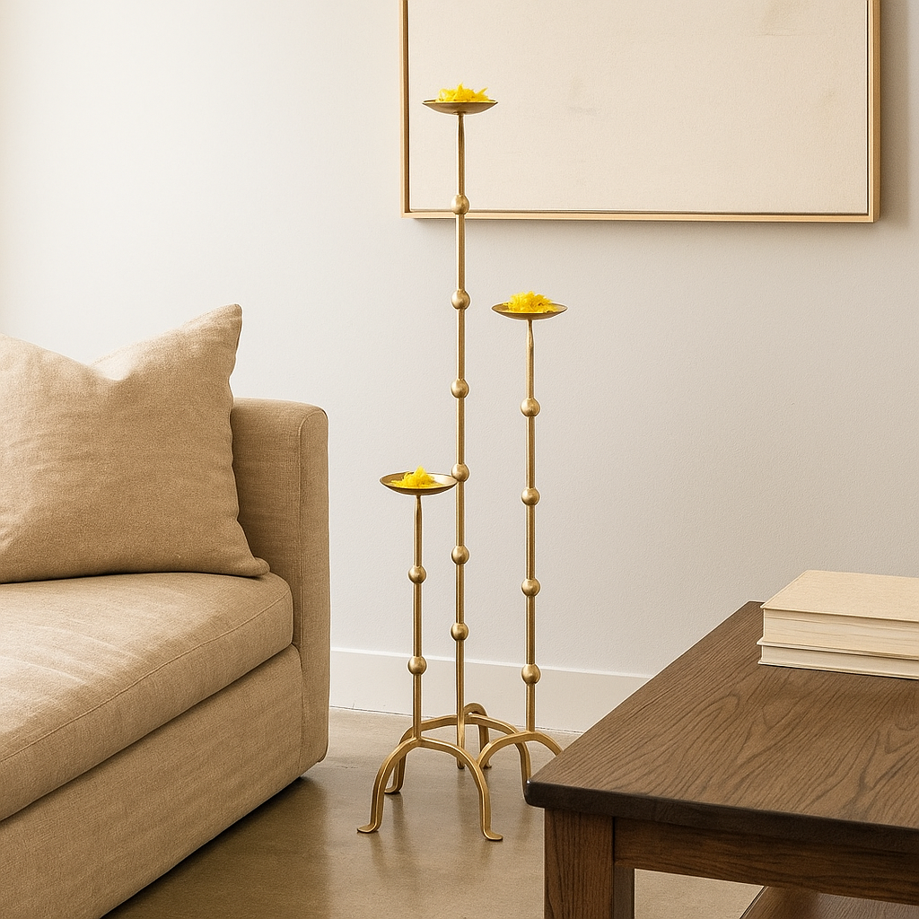 Nibha Brass Finish Metal Candle Stand