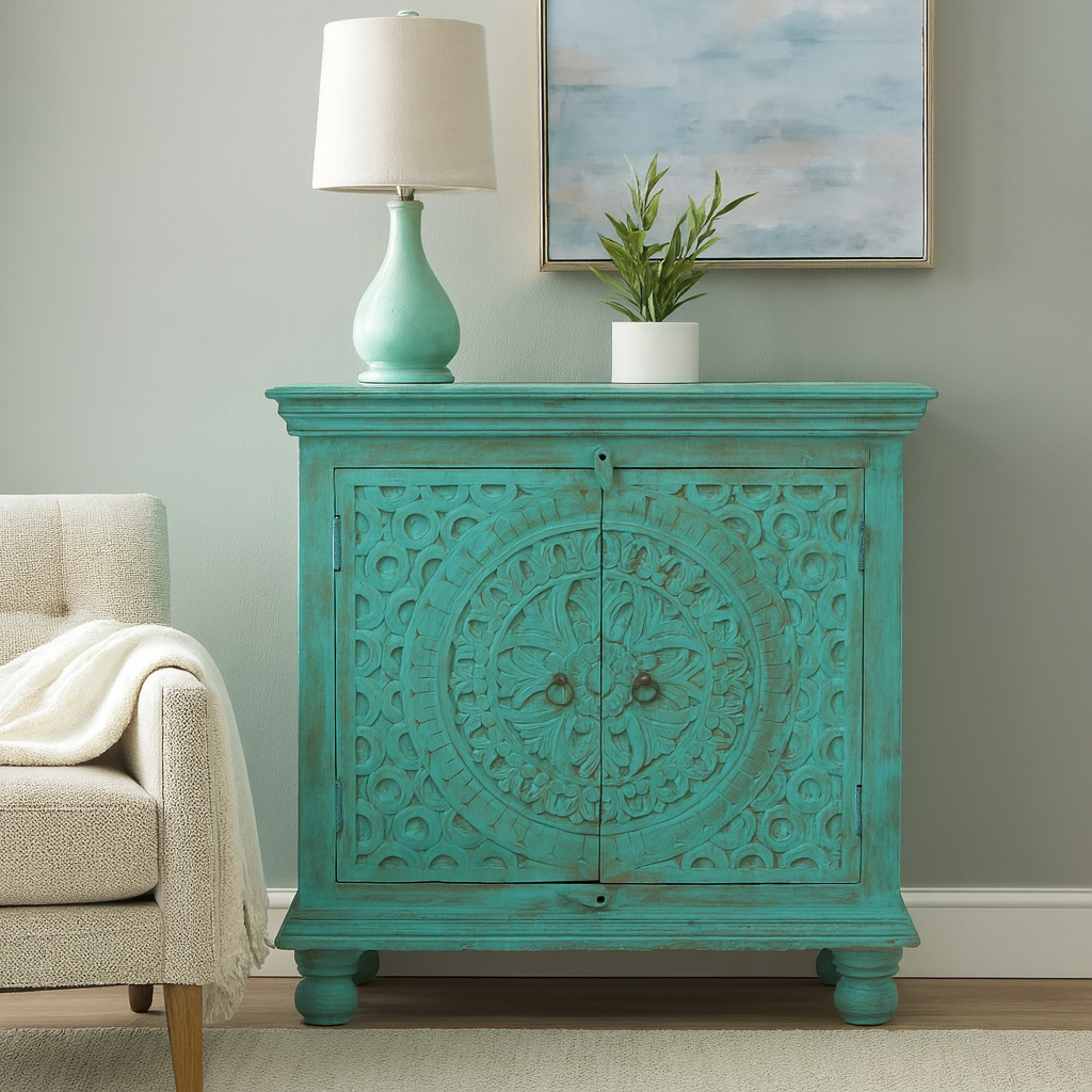 Jiya Carved Wooden Cabinet